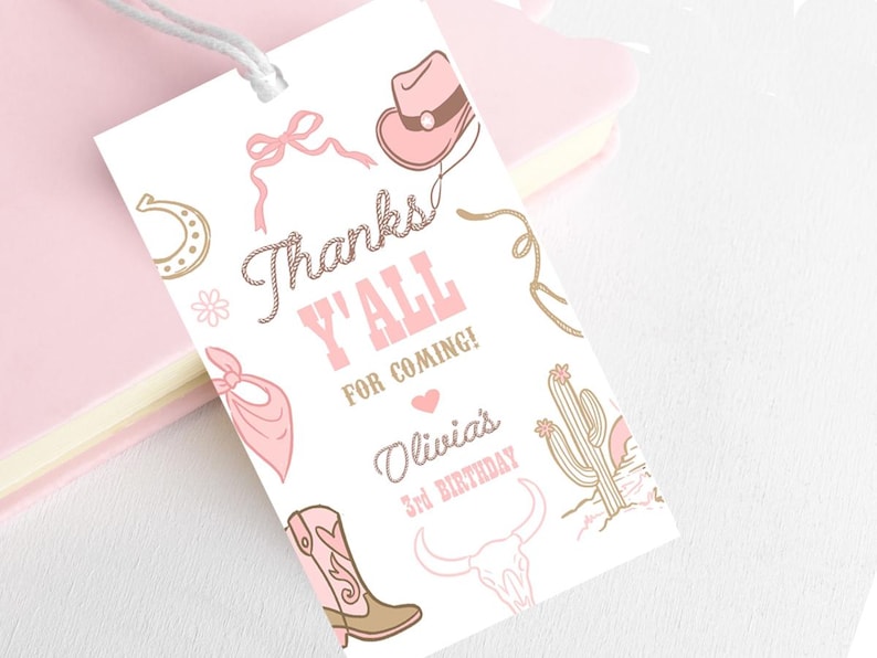 Cowgirl Western Birthday Party Favor Tag, First Rodeo Second Rodeo ...