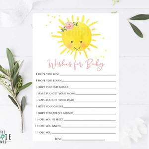 Sunshine baby shower juego Tarjetas de consejos deseos para bebé Eres mi sol baby shower juego amarillo baby shower verano juego de ducha imprimible