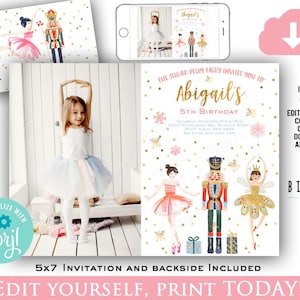 NUTCRACKER Birthday invitation Sugar plum fairy birthday invitation Ballet Christmas birthday invitation Nutcracker suite Printable invite
