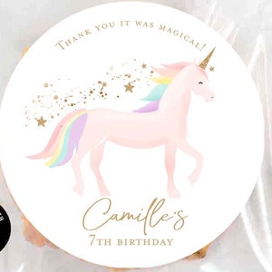 Einhorn Party Gastgeschenk Tags, Einhorn Sticker, Einhorn Geburtstagsparty Danke Geschenkanhänger, Regenbogen Geburtstagsparty sofort Download Vorlage