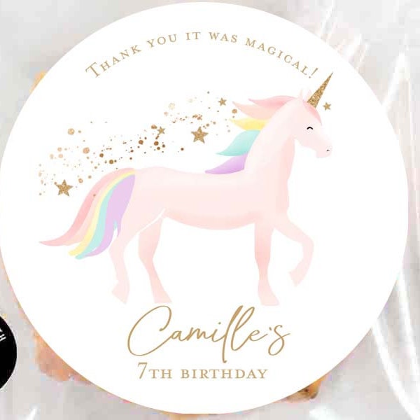 Unicorn party favor tags, Unicorn stickers, Unicorn birthday party thank you gift tag, Rainbow birthday party instant download template