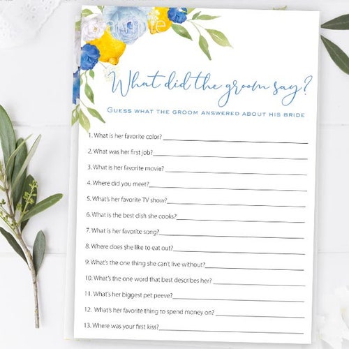 Lemon Bridal Shower Game What Did the Groom Say Main Squeeze - Etsy