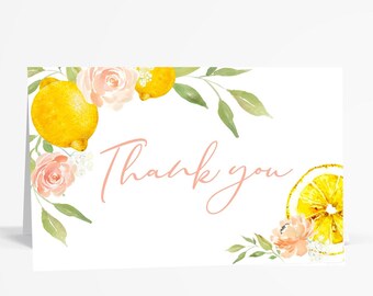 LEMON babyshower bedankt kaart Lemon babyshower bedankt Pink Blush Babyshower Lemonade Sunshine bedankt Yellow instant download