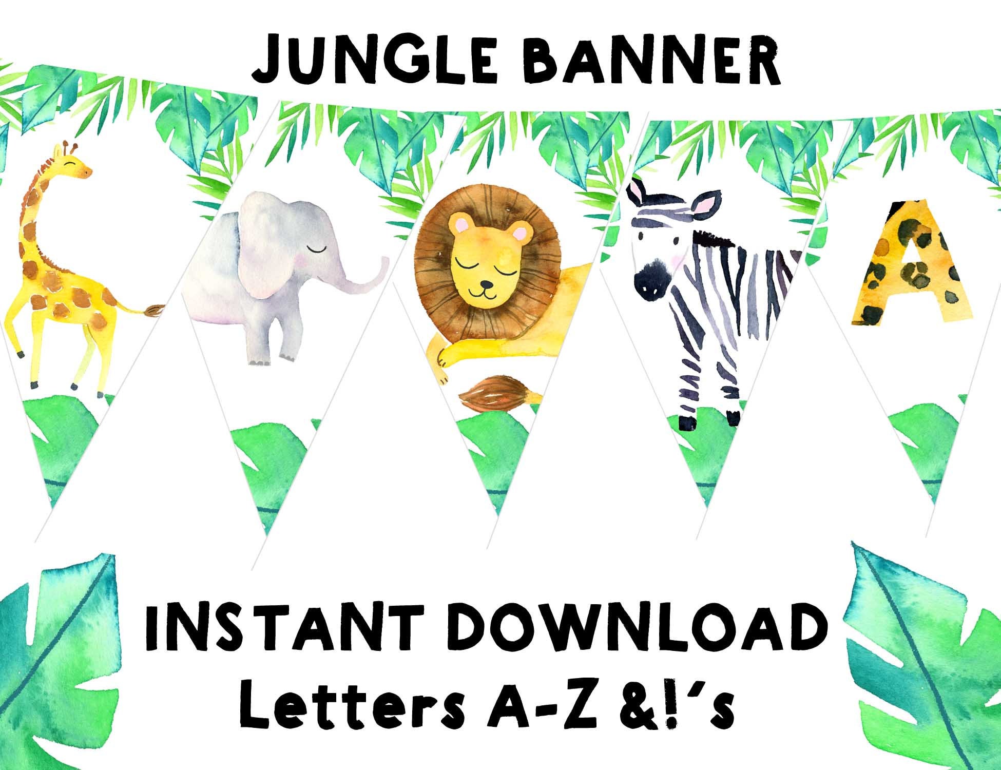 jungle-banner-jungle-birthday-banner-jungle-baby-shower-banner-etsy
