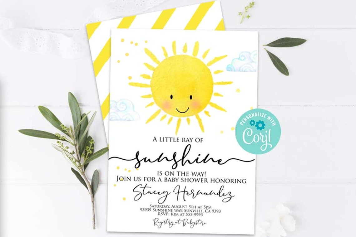 Editable SUNSHINE Baby Shower Invitation You Are My Sunshine Etsy