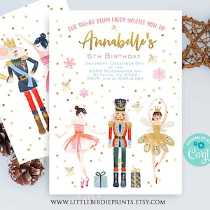 NUTCRACKER Birthday invitation Sugar plum fairy birthday invitation Ballet Christmas birthday invitation Nutcracker suite  instant download