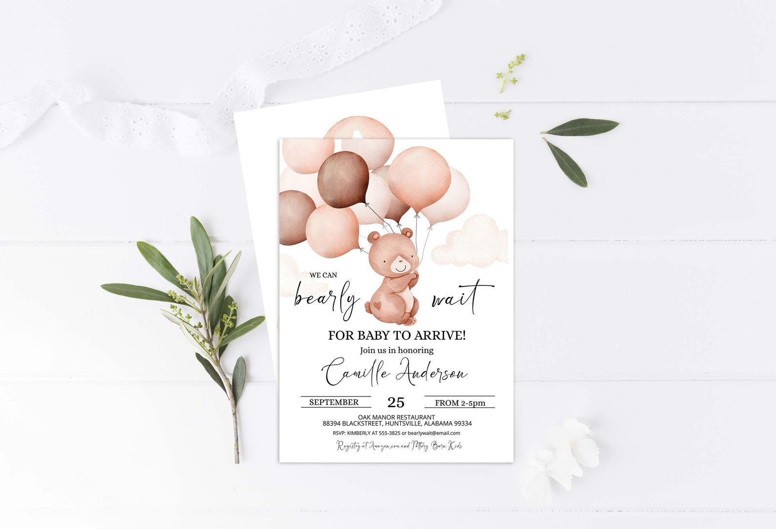 Bearly Wait Baby Shower Invitation Template Teddy Bear Etsy