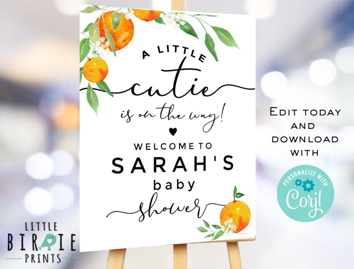 Cutie baby shower sign A little cutie is on the way Etsy