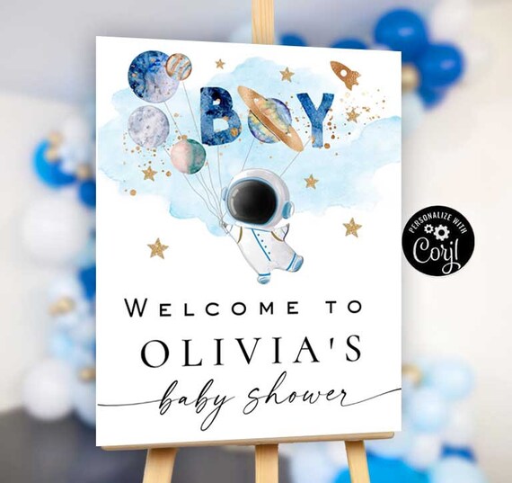 Editable Space Baby Shower Sign Astronaut Outer Space Etsy