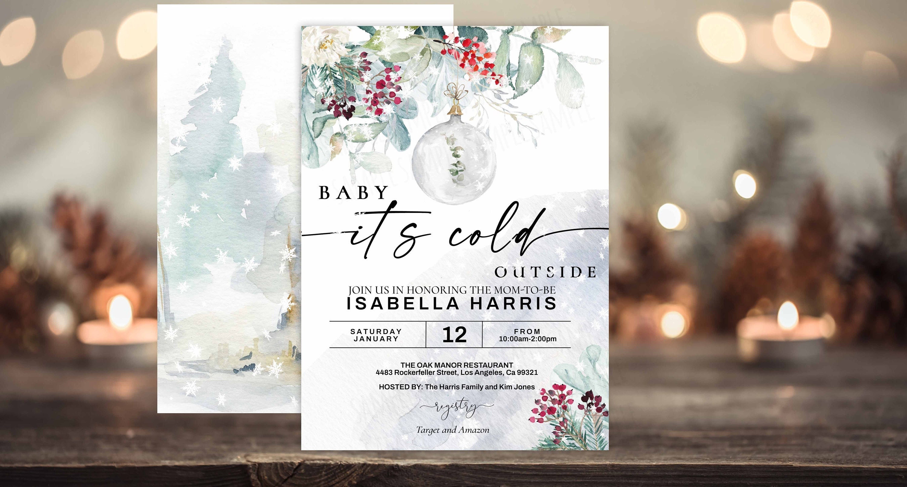 Editable Baby its cold outside Baby Shower Invitation Christmas Winter baby shower invitation Snow Snowflake Eucalyptus