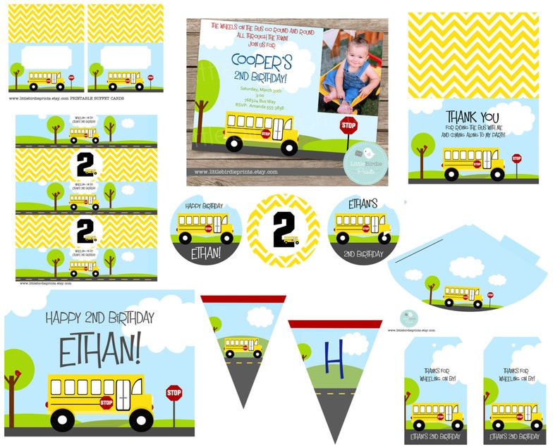 BUS INVITATION Bus Birthday Invitation Wheels on the Bus Etsy