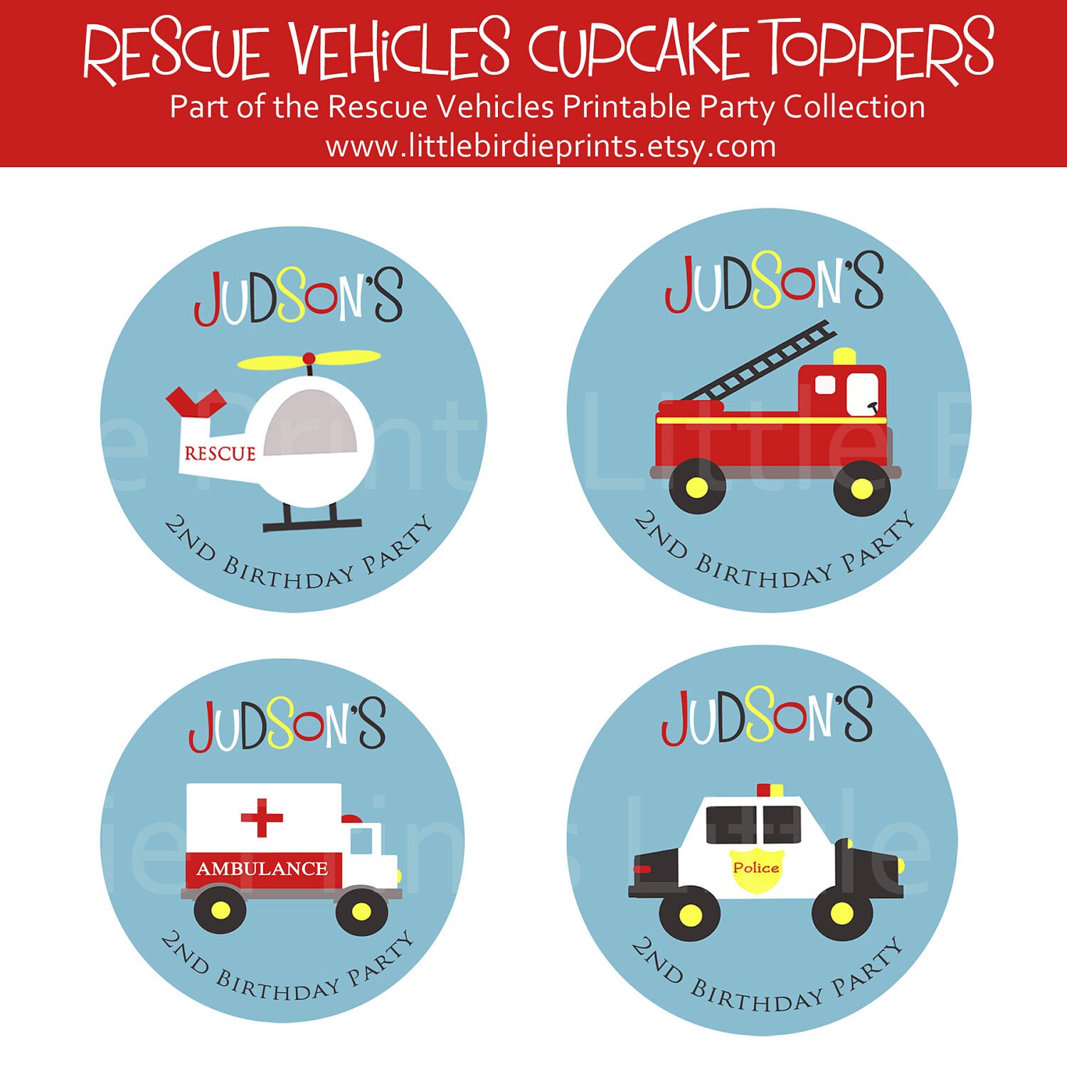 FIRETRUCK INVITATION PRINTABLE Rescue Vehicles Birthday Etsy