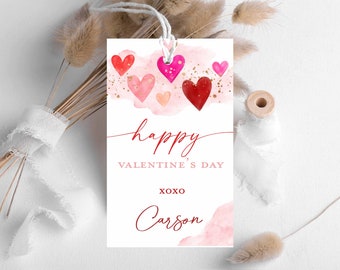 Happy Valentine's day gift tag, Happy valentines day party favor school favor tag, thank you gift tag birthday cookie candy gift tag