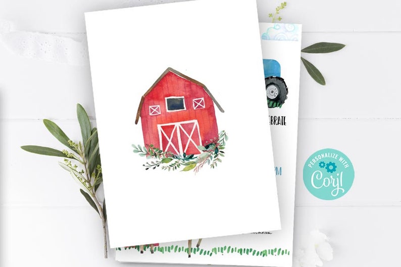 Boy and Girl FARM invitation Tractor and Horse invitation Sibling Dual Farm birthday party Barn animals Tractor horses invitation girl boy image 3