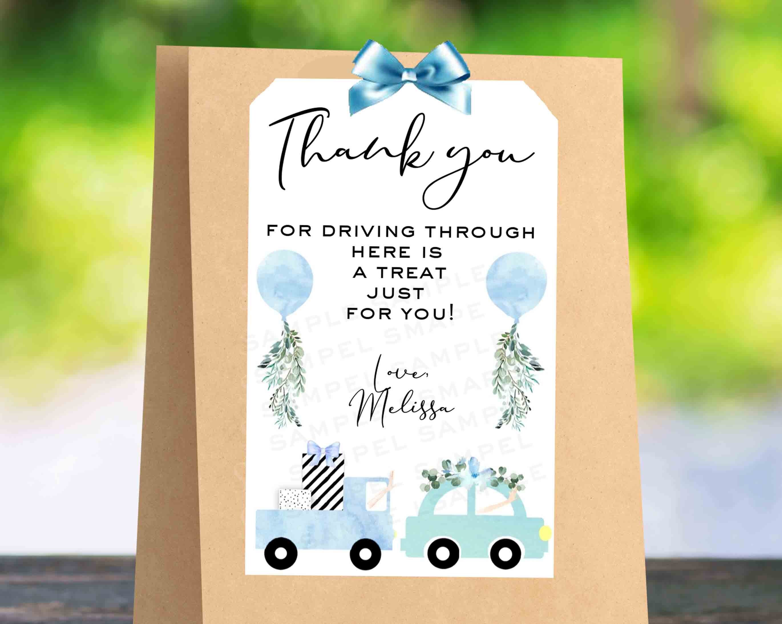 Printable DRIVE BY Baby Shower Favor Tag Blue Drive Through Etsy