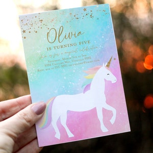 Unicorn invitation, Unicorn birthday party invitation template, Rainbow unicorn birthday invitation Minimalist Modern invitation rainbow