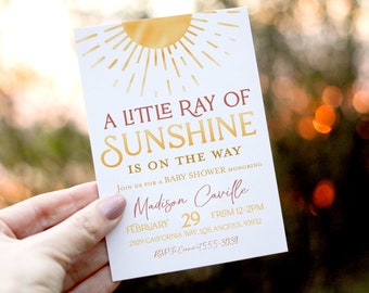 Editable SUNSHINE baby shower invitation you are my sunshine baby shower, Neutral Rust terrecota  baby shower invitation baby shower sun