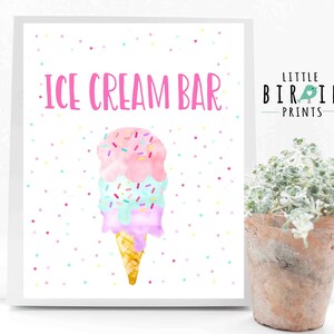 Ice cream party sign Ice cream bar, Sprinkles summer birthday, Girl ice cream bar sign birthday party printable instant download pink purple