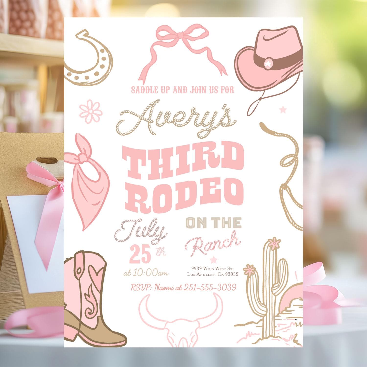 Rodeo Birthday Invitation Third Rodeo Cowgirl Birthday Invite Wild West ...