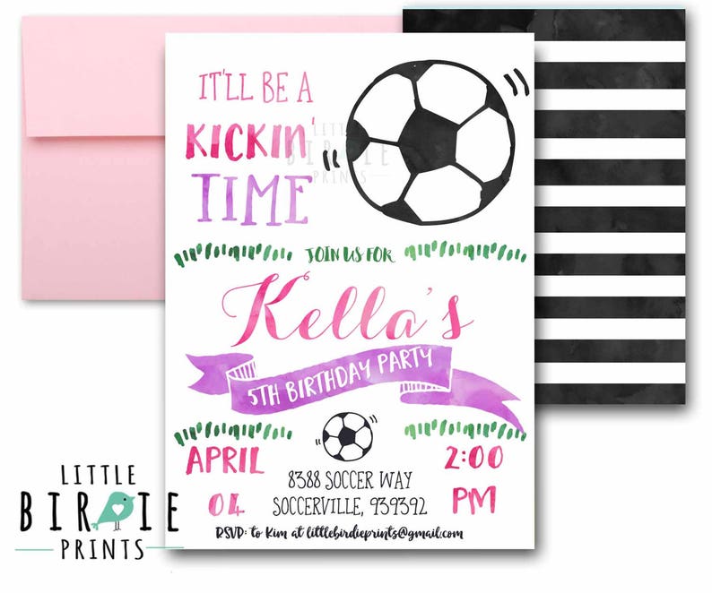 GIRL SOCCER INVITATION Soccer Birthday Party Invitation Etsy