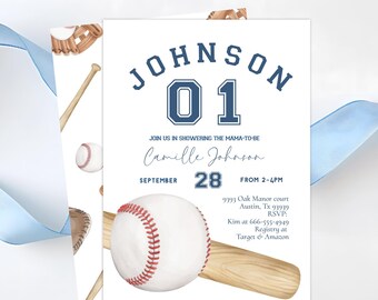 Baseball baby shower invitation printable, Editable baseball baby shower invitation mit, Ball Oh boy invitation sports invite