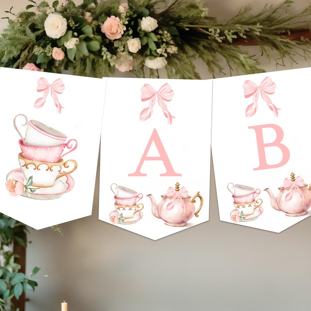 Tea Party Bunting Banner, Tea for Two Tea for Three, Baby Shower Tea ...
