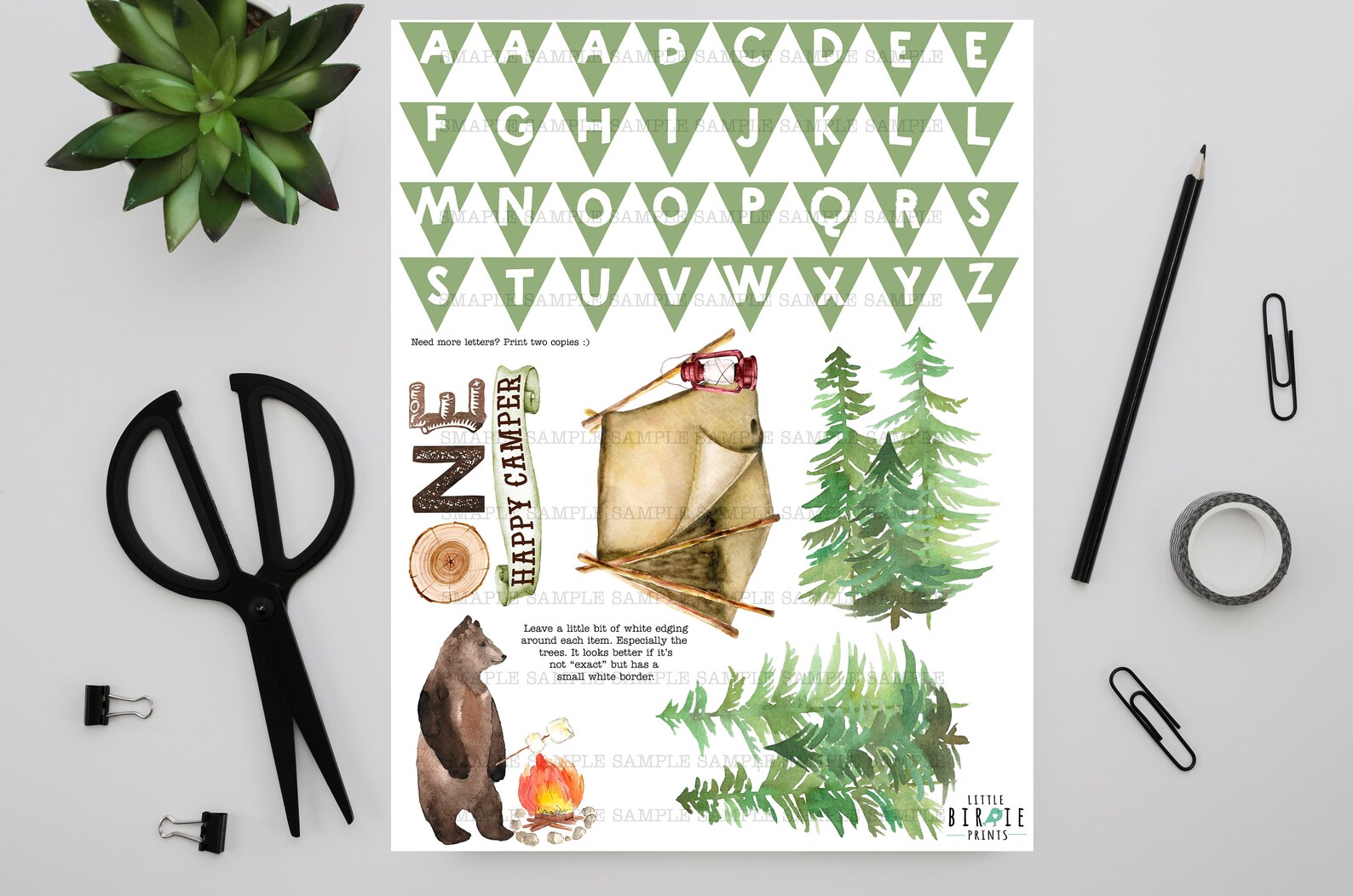 PRINTABLE One Happy Camper Cake Topper Instant Download Cake - Etsy