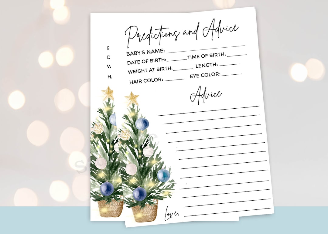 Boy Baby Shower Christmas Tree Baby Shower Blue Advice and Etsy