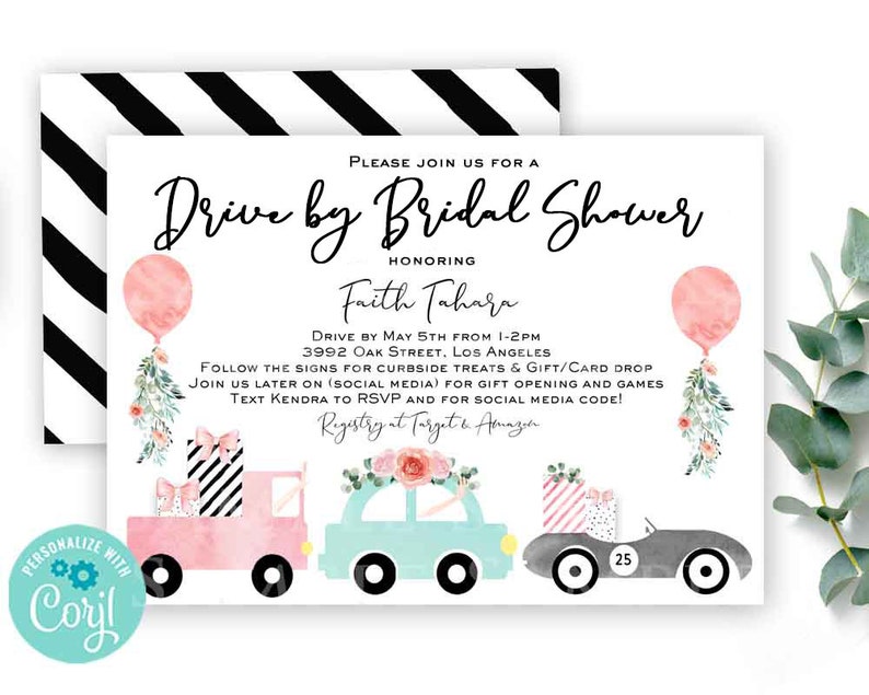 Drive by bridal shower invitation Drive through bridal shower Etsy
