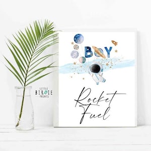 Astronaut baby shower Drinks sign ROCKET FUEL, stars galaxy planets baby shower blast off to the moon baby shower balloons drinks