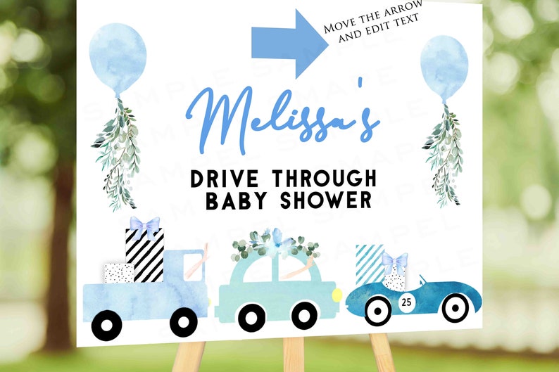 Printable DRIVE BY Baby Shower Favor Tag Blue Drive Through Etsy