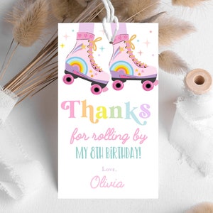 Rollschuh-Geburtstagsparty-Geschenkanhänger, Skate-Dankeschön-Party-Geschenkanhänger, Mädchen-Skate-Party, Rollerblade-Rollerbahn-Party, druckbare Datei