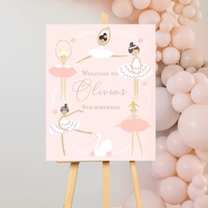 Ballerina birthday party welcome sign, Ballet birthday party tutu cute Girl dancing birthday party, Two two cute birthday party dance
