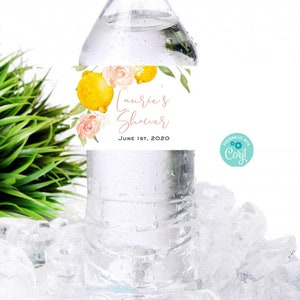 Lemon water bottle labels party favor, PRINTABLE Water bottle labels Lemon birthday bridal shower Lemon baby shower