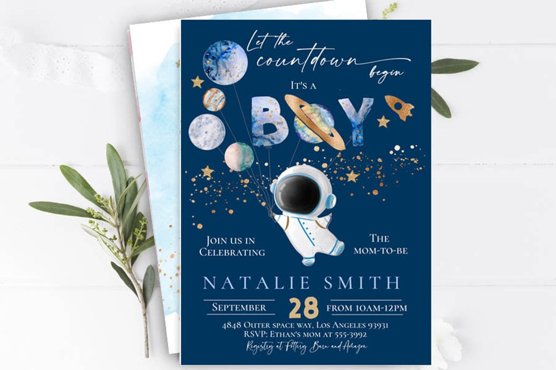Space Baby Shower Invitation, Outer Space Baby Shower, Let the - Main Image