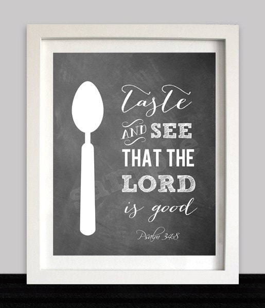 KITCHEN WALL ART Bible verse Chalkboard Taste and See that the Etsy