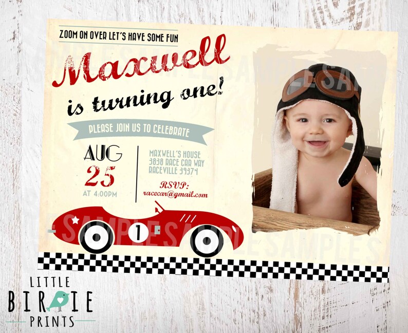 CAR Invitation Race Car Invitation Vintage Race Car Etsy