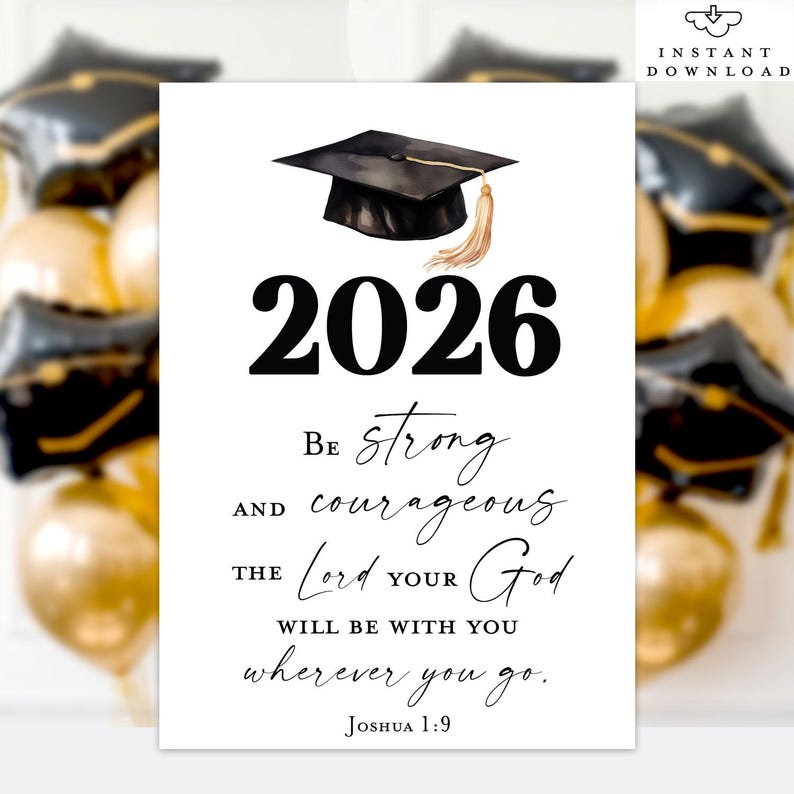 Christian Graduation Card 2026 Bible Verse Joshua 1:9 Graduation ...