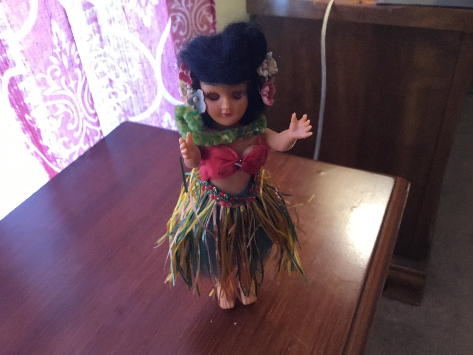 Vintage 8 Inch Plastic Hawaiian Doll Sleepy Eyes Movable Arms Etsy