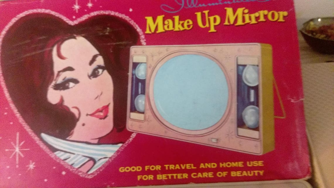 Vintage Make Up Mirror 4 Bulb Hollywood Style Electric Etsy