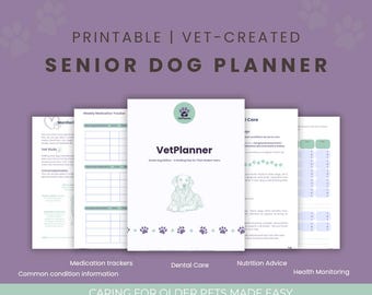 Planificador de cuidados para perros mayores, creado por veterinarios: Diario digital de salud para mascotas (Descarga en PDF)