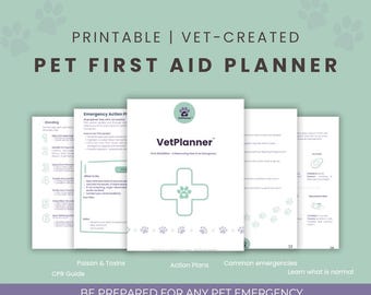 Planner di pronto soccorso per animali domestici progettato da un veterinario: guida di emergenza per cani e gatti (download digitale)