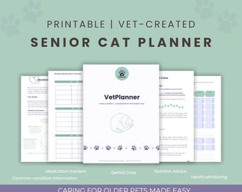 Planificador de cuidado para gatos mayores, creado por veterinarios: Diario digital para mascotas (Descarga en PDF)