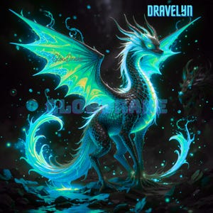 Art mural dragon fantastique à collectionner, imprimable | Informations PDF inclus | Accès au bestiaire numérique | Poster Créature mythique