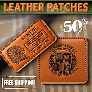 Custom Leather Patches | Engraved Leather Patches | Personalized Leather Labels | Faux Leather | Real Leather | Personalized Logo for Beanie