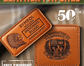 Toppe in pelle personalizzate con incisione: logo personalizzato, da cucire o da applicare con il ferro da stiro.