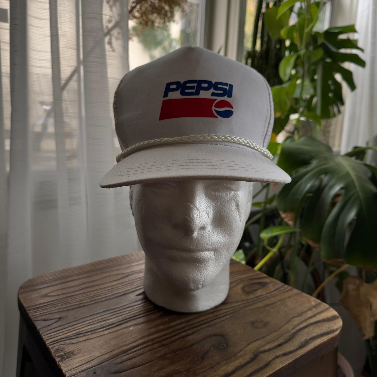 Vintage Pepsi Hat Rope Accent Snapback Trucker Hat White Logo