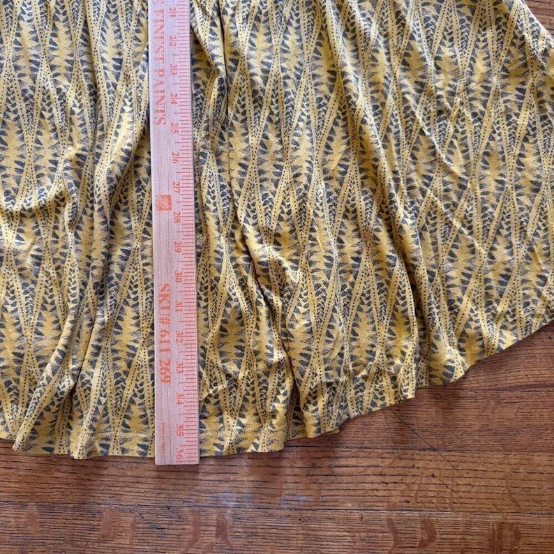 Anthropologie Yellow Puff Sleeve Mini Dress Aztec Print Boho Cottagecore Large image 5