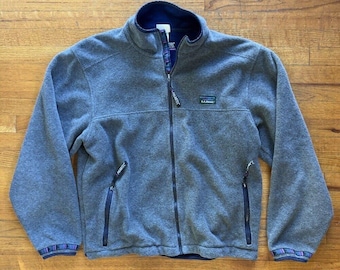 90's VTG L.L. Bean Fleece Jacket Polartec Windbloc Full Zip Gray Mens XL