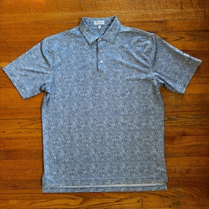 Peter Millar サマー コンフォート メンズ L ブルー フローラル モザイク ポロ コト デ カザ ゴルフ